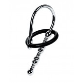 Серебристый уретральный плаг-бусины TOYFA Metal с мягким фиксириющим кольцом - ToyFa - купить с доставкой в Волгограде