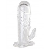 Прозрачная гелевая насадка с клиторальным отростком - 13 см. - Toyfa Basic - в Волгограде купить с доставкой