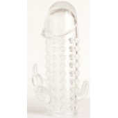 Гелевая прозрачная насадка с 2 отростками - 13 см. - Toyfa Basic - в Волгограде купить с доставкой