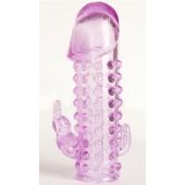 Закрытая фиолетовая насадка с 2 отростками - 13 см. - Toyfa Basic - в Волгограде купить с доставкой