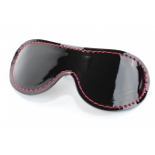 Чёрная перфорированная маска из кожи с красной строчкой - БДСМ Арсенал - купить с доставкой в Волгограде