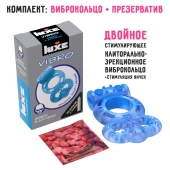 Голубое эрекционное виброкольцо Luxe VIBRO  Дьявол в доспехах  + презерватив - Luxe - в Волгограде купить с доставкой
