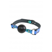 Кляп-шарик на чёрно-синих ремешках - Sitabella - купить с доставкой в Волгограде