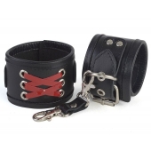 Кожаные наручники с декоративной лаковой шнуровкой - Sitabella - купить с доставкой в Волгограде