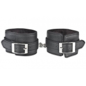 Черные фиксаторы для ног на цепи с мехом внутри - Lux Fetish - купить с доставкой в Волгограде