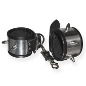 Серебристо-черные наручники с шипами и металлическим блеском - Sitabella - купить с доставкой в Волгограде