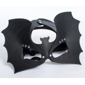 Черная кожаная маска на глаза  Летучая мышь - Sitabella - купить с доставкой в Волгограде