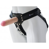Черный пояс-трусики с насадкой  Гламур Dana  - 15,5 см. - LOVETOY (А-Полимер) - купить с доставкой в Волгограде