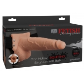 Телесный полый страпон с имитацией эякуляции 7.5  Hollow Squirting Strap-On with Balls Flesh - 21,6 см. - Pipedream - купить с доставкой в Волгограде