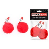 Зажимы для сосков с красным пушком - Notabu - купить с доставкой в Волгограде