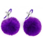 Зажимы для сосков с фиолетовым пушком - Notabu - купить с доставкой в Волгограде