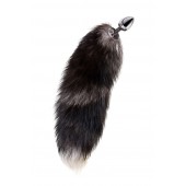 Серебристая металлическая анальная втулка с хвостом чернобурой лисы - размер S - ToyFa - купить с доставкой в Волгограде