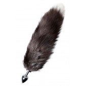 Серебристая металлическая анальная втулка с хвостом чернобурой лисы - размер S - ToyFa - купить с доставкой в Волгограде