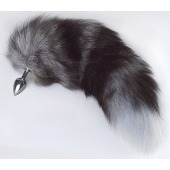 Серебристая анальная пробка с пушистым хвостом - Sitabella - купить с доставкой в Волгограде