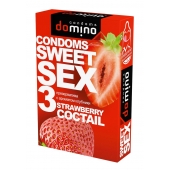 Презервативы для орального секса DOMINO Sweet Sex с ароматом клубничного коктейля  - 3 шт. - Domino - купить с доставкой в Волгограде