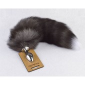 Серебристая анальная пробка с пушистым хвостиком - Sitabella - купить с доставкой в Волгограде