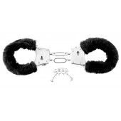 Меховые чёрные наручники Beginner s Furry Cuffs - Pipedream - купить с доставкой в Волгограде