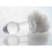 Стеклянная анальная втулка с хвостиком - 9,5 см. - Sexus - купить с доставкой в Волгограде