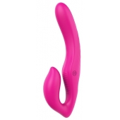 Ярко-розовый безремневой страпон REMOTE DOUBLE DIPPER - 22 см. - Dream Toys - купить с доставкой в Волгограде