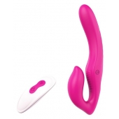 Ярко-розовый безремневой страпон REMOTE DOUBLE DIPPER - 22 см. - Dream Toys - купить с доставкой в Волгограде