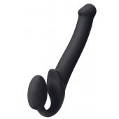 Черный безремневой страпон Silicone Bendable Strap-On M - Strap-on-me - купить с доставкой в Волгограде