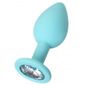 Мятная анальная пробка с прозрачным кристаллом Brilliant - 7 см. - ToyFa - купить с доставкой в Волгограде