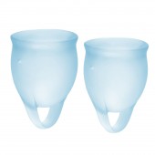 Набор голубых менструальных чаш Feel confident Menstrual Cup - Satisfyer - купить с доставкой в Волгограде
