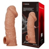Телесная насадка на фаллос с отверстием для мошонки EXTREME SLEEVE - 17,6 см. - KOKOS - в Волгограде купить с доставкой