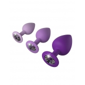 Набор из 3 фиолетовых анальных пробок со стразами Little Gems Trainer Set - Pipedream - купить с доставкой в Волгограде