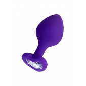 Фиолетовая анальная втулка Diamond Heart с прозрачным кристаллом - 8 см. - ToyFa - купить с доставкой в Волгограде