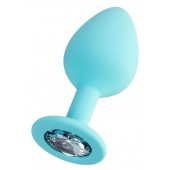 Мятная анальная втулка Brilliant с прозрачным кристаллом - 8 см. - ToyFa - купить с доставкой в Волгограде