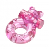 Розовое эрекционное виброкольцо на пенис Pink Bear - Baile - в Волгограде купить с доставкой