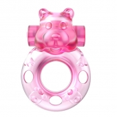 Розовое эрекционное виброкольцо на пенис Pink Bear - Baile - в Волгограде купить с доставкой