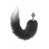 Серебристая анальная пробка с черным хвостом Galaxy - Lola Games - купить с доставкой в Волгограде