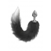 Серебристая анальная пробка с черным хвостом Starlit - Lola Games - купить с доставкой в Волгограде