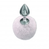 Серебристая анальная пробка с белым пушистым хвостиком Twinkle - Lola Games - купить с доставкой в Волгограде