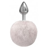 Серебристая анальная пробка с белым пушистым хвостиком Twinkle - Lola Games - купить с доставкой в Волгограде