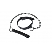 Черный ошейник Sin с поводком - Lola Games - купить с доставкой в Волгограде