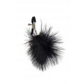 Зажимы на соски с черным пухом Euphoric - Lola Games - купить с доставкой в Волгограде