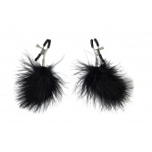 Зажимы на соски с черным пухом Euphoric - Lola Games - купить с доставкой в Волгограде