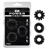 Набор из 3 черных эрекционных колец Gear Up Rings - Chisa - в Волгограде купить с доставкой