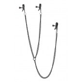 Черные зажимы на соски и клитор на цепочке DELUXE NIPPLE   CLIT CLAMPS - Dream Toys - купить с доставкой в Волгограде