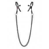Черные зажимы на соски на цепочке BLAZE DELUXE NIPPLE CLAMPS - Dream Toys - купить с доставкой в Волгограде