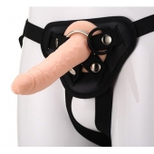 Телесный страпон на черных трусиках STRAP ON REAL DILDO - 20 см. - Dream Toys - купить с доставкой в Волгограде