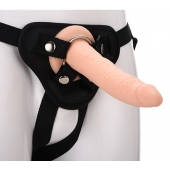 Телесный страпон на черных трусиках STRAP ON REAL DILDO - 20 см. - Dream Toys - купить с доставкой в Волгограде