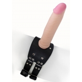 Черный узкий пояс на бедро с телесной насадкой - LOVETOY (А-Полимер) - купить с доставкой в Волгограде