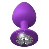 Фиолетовая анальная пробка со стразом Her Little Gem Large Plug - 9,5 см. - Pipedream - купить с доставкой в Волгограде