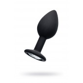 Черная анальная втулка с прозрачным стразом - 7,2 см. - POPO Pleasure - купить с доставкой в Волгограде