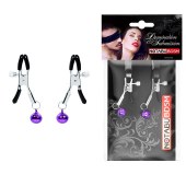 Оригинальные зажимы на соски с фиолетовыми шариками - Notabu - купить с доставкой в Волгограде