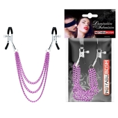 Оригинальные зажимы на соски с тройной розовой цепочкой - Notabu - купить с доставкой в Волгограде